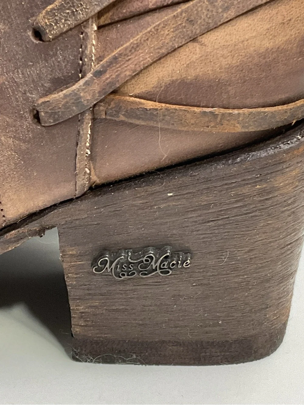 Miss Macie Brown Leather Tall Riding Lace-Back Side Zip Boots Women’s Size 9M